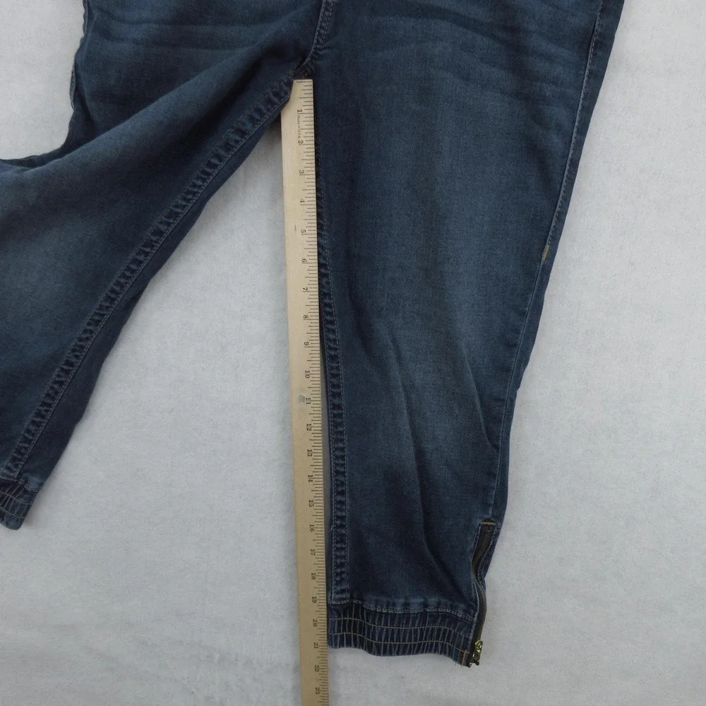 True Religion Section Jogger Jeans Mens Blue Wash Cropped Zipper Cuff Fits 31